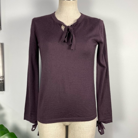 BLACK GOAT cashmere silk purple career luxury sweater Sz M - Picture 1 of 14